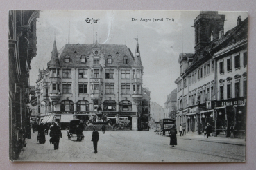 Ansichtskarte AK Erfurt 1906 Der Anger West Geschäfte Lieferwagen Kutschen Ortsansicht Architektur Thüringen